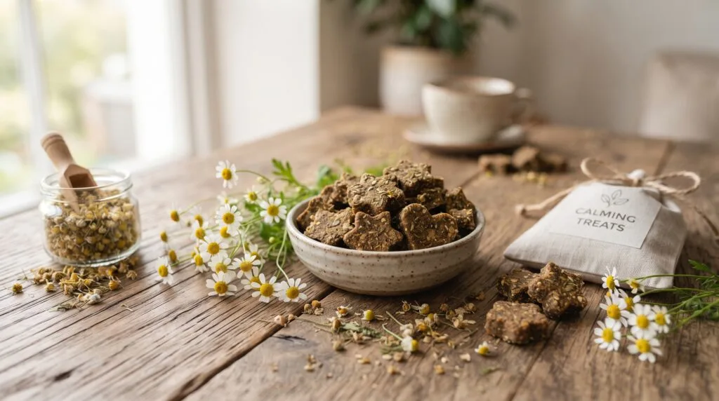 Natural ingredients used in calming supplements for dogs